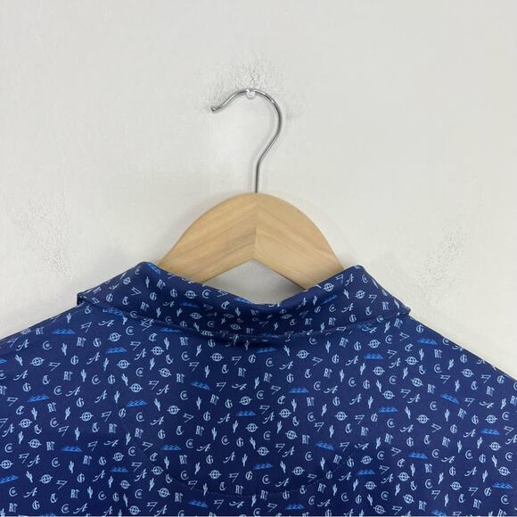 Peter Millar Summer Comfort Performance Golf Polo Navy Print Shirt Size Medium - Picture 7 of 11